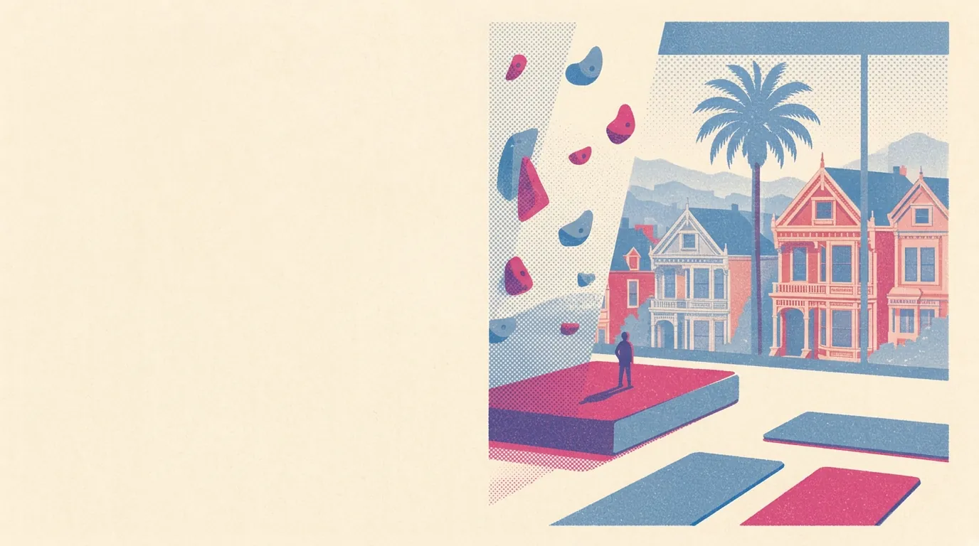 Illustration of climbing gyms in San Francisco
