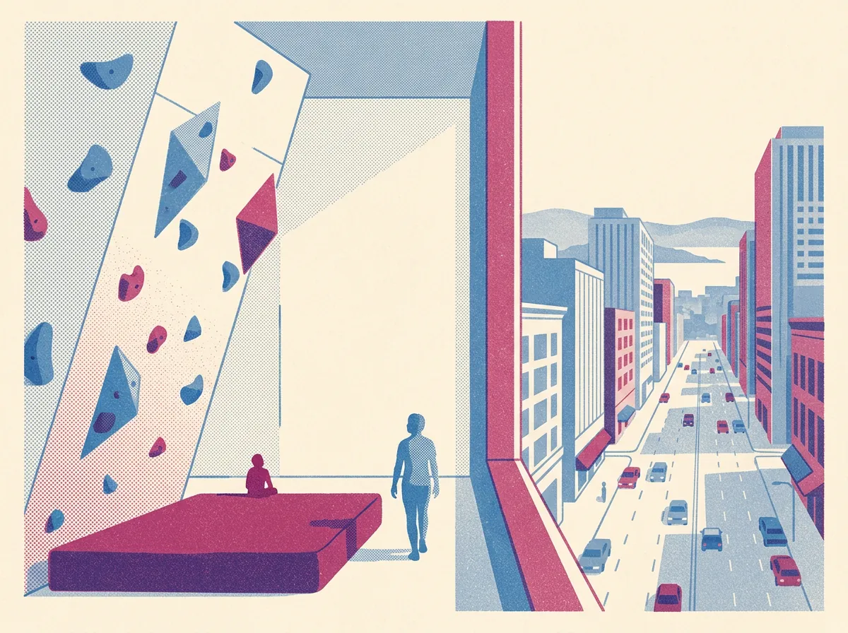 Illustration of climbing gyms in Van Ness