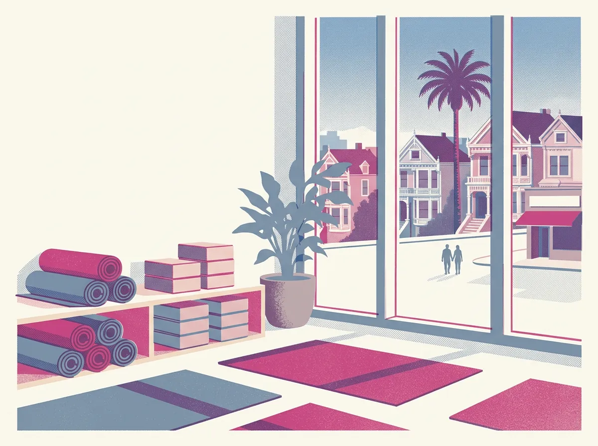 Illustration of yoga and pilates studios in the Mission