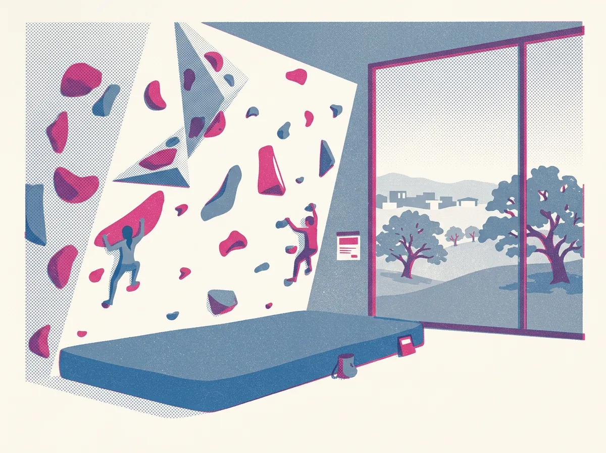 Illustration of climbing gyms in Oakland